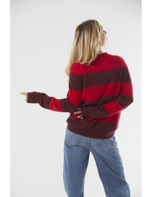 Striped Crew - Red / Plum