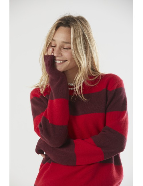 Striped Crew - Red / Plum