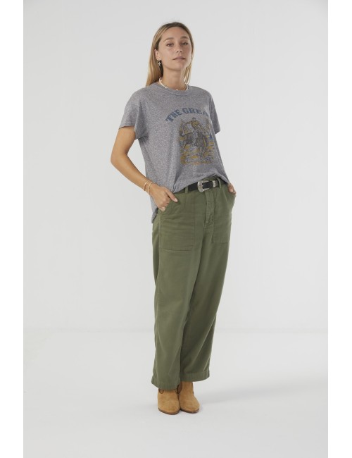 Tee the BOXY CREW w/ RODEO Graphic - Heather Grey
