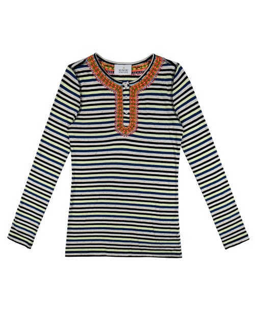 SKIN Tee - Rayé Noir et Couleurs