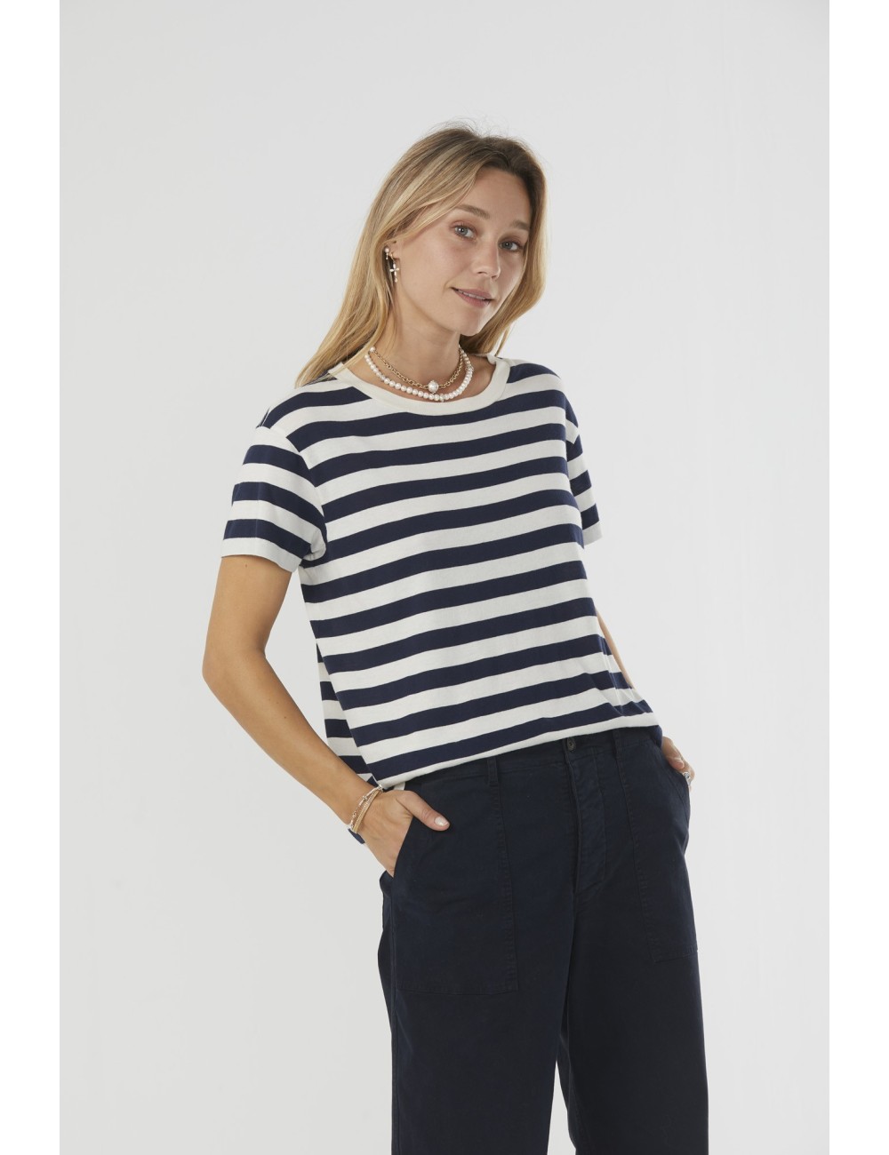 BRADY Tee - Dark Navy Stripe