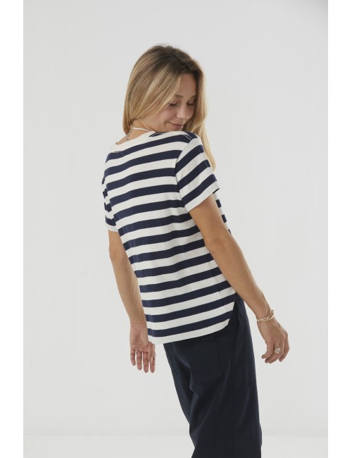 BRADY Tee - Dark Navy Stripe