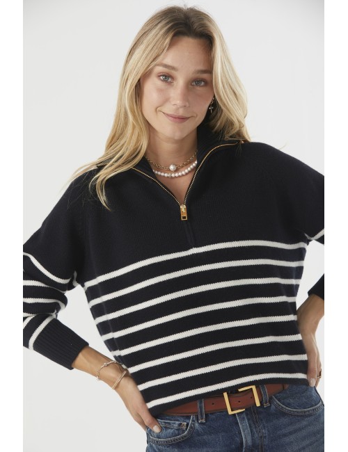 GANZE Sweater - Dark Navy/Ivory Stripe
