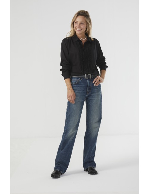 NATHAEL Ruffle Shirt - Midnight