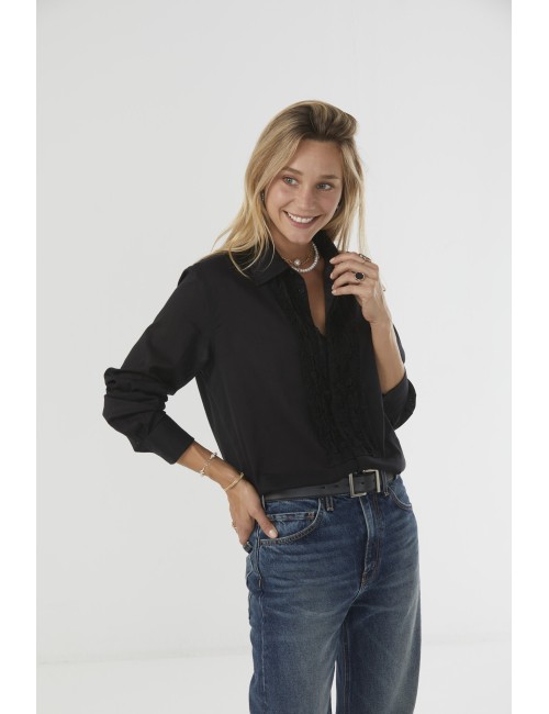 NATHAEL Ruffle Shirt - Midnight