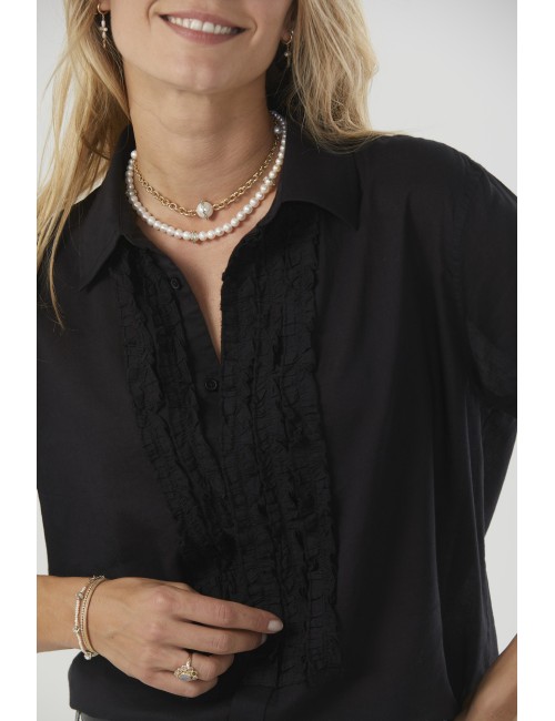 NATHAEL Ruffle Shirt - Midnight
