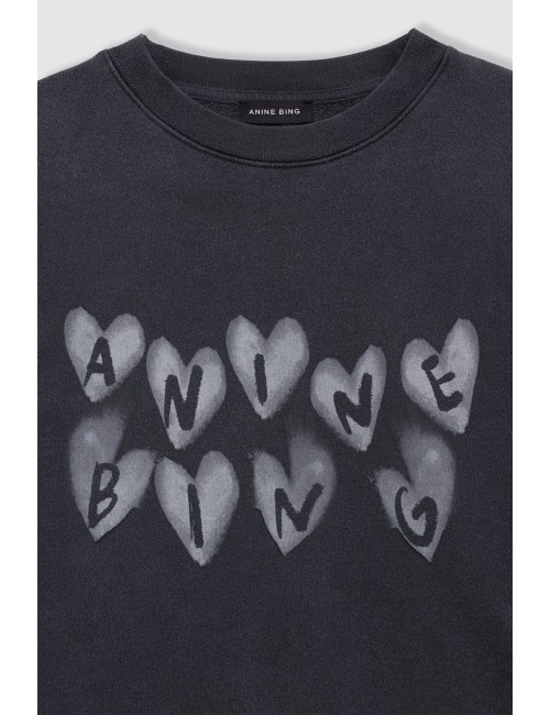 Sweatshirt SPENCER Hearts - Noir délavé