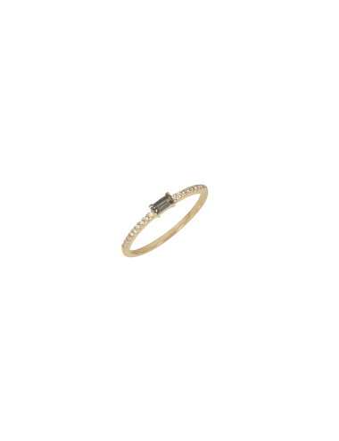 Alliance - Baguette Saphir Kaki et Diamants