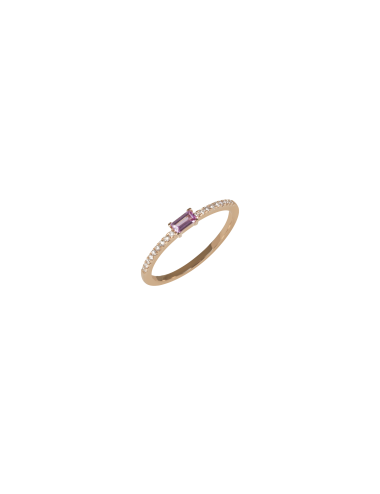 Alliance - Baguette Saphir rose et Diamants