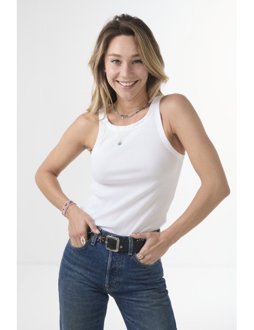 Jennifer Rib Tank White