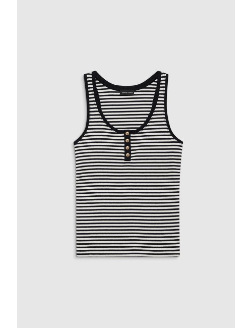 Débardeur ALESSIA - Cream & Black Stripe