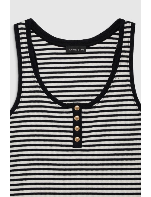 Débardeur ALESSIA - Cream & Black Stripe