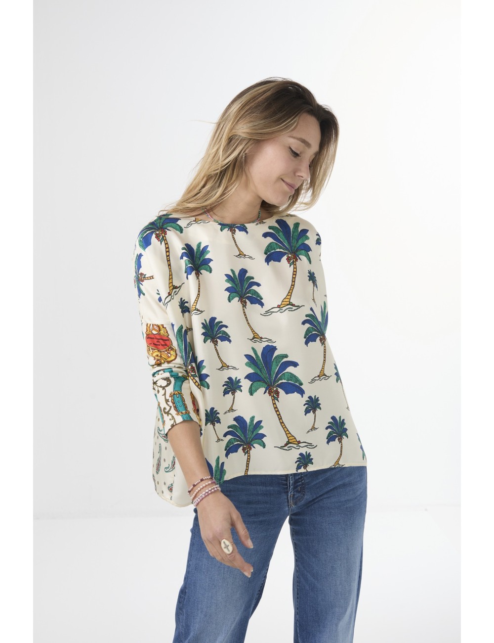 Top JANINE - Mix Palmier Bleu
