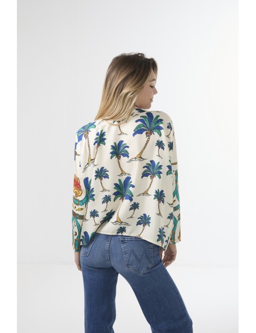 Top JANINE - Mix Palmier Bleu