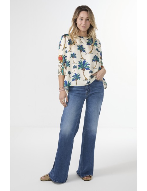 Top JANINE - Mix Palmier Bleu