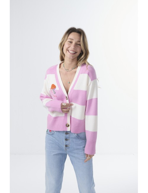 Embroidered MUSHROOM Cardigan