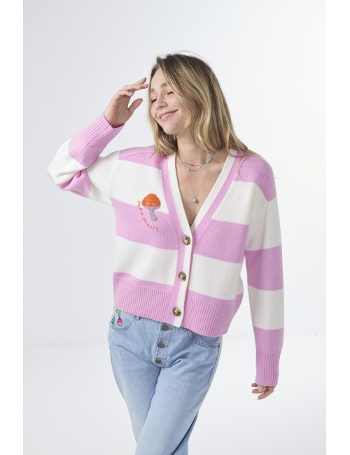 Embroidered MUSHROOM Cardigan