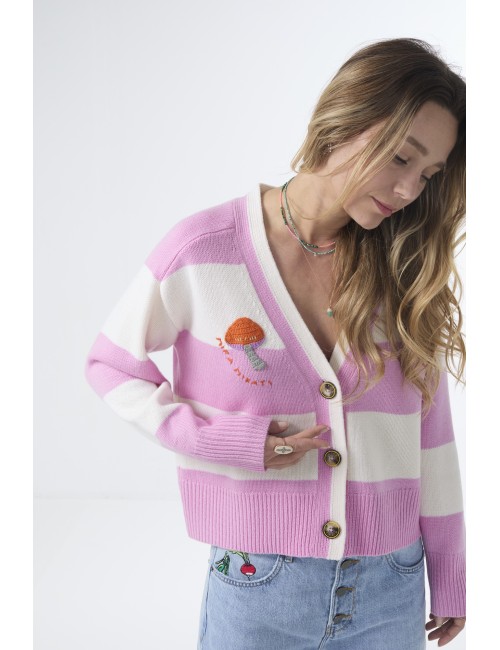 Embroidered MUSHROOM Cardigan