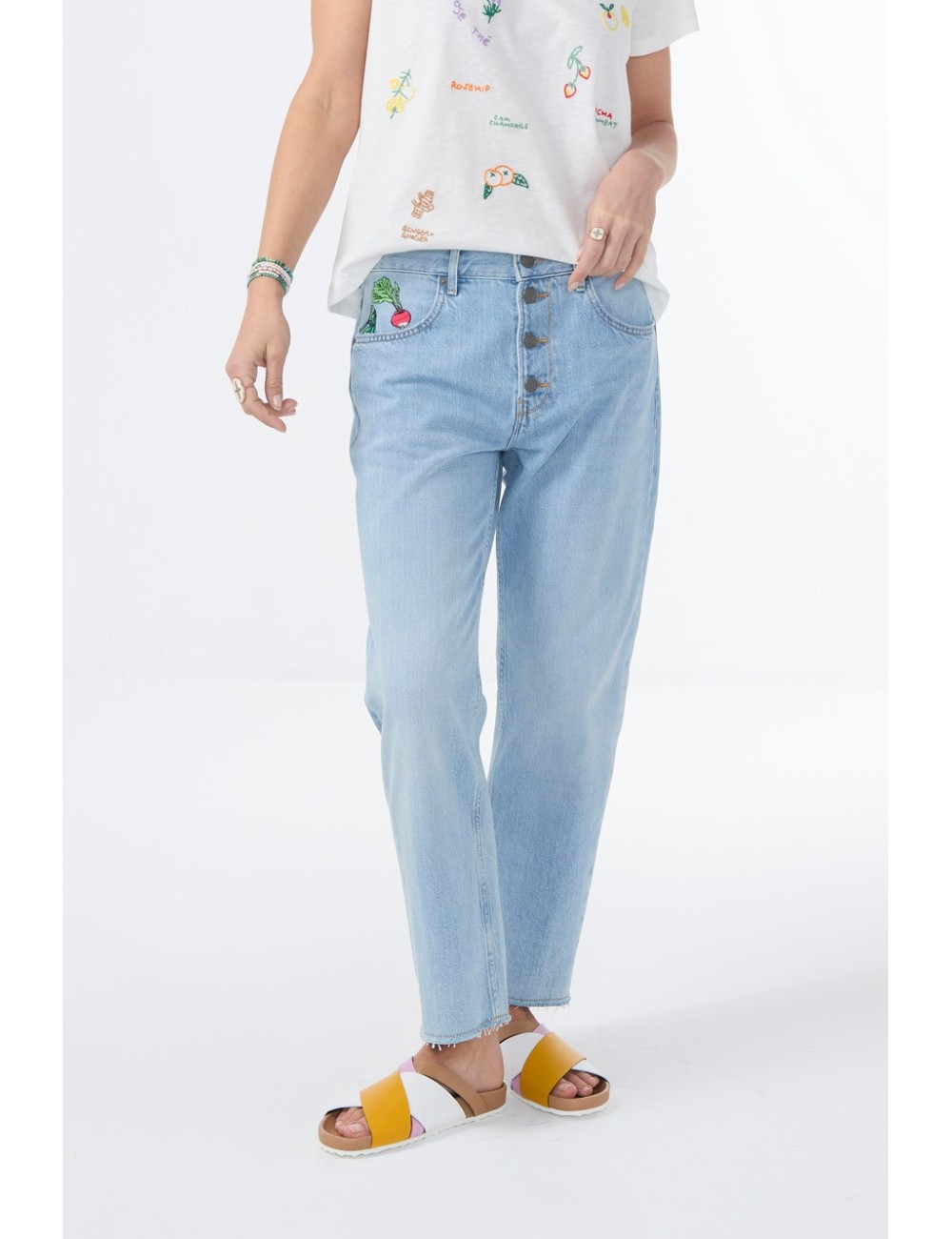 VEGETABLE Embroidered Denim Jeans