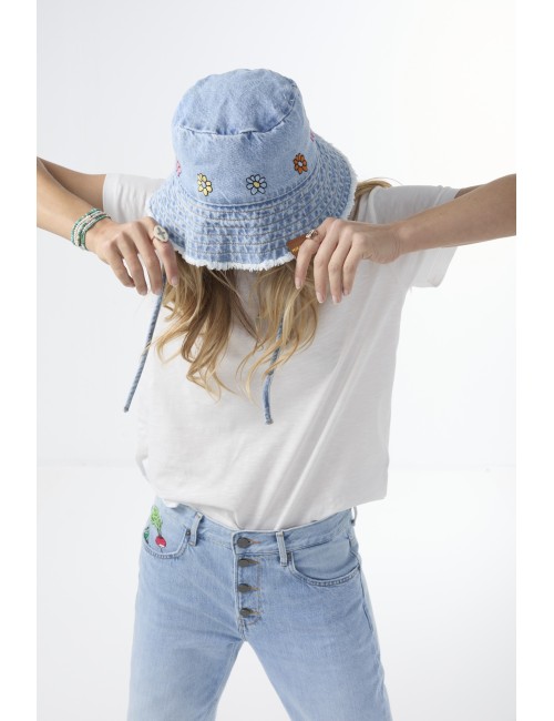 Embroidered Denim Bucket Hat