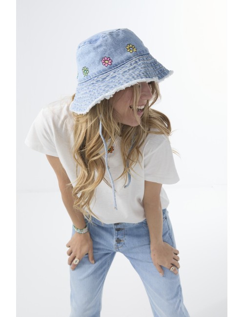 Embroidered Denim Bucket Hat