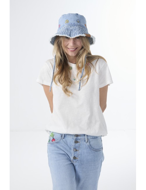 Embroidered Denim Bucket Hat
