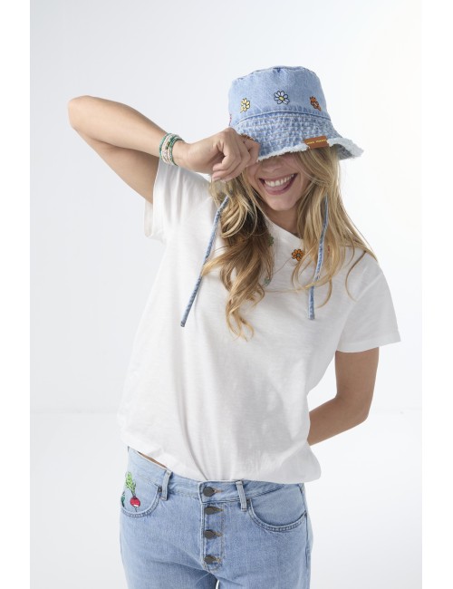 Embroidered Denim Bucket Hat