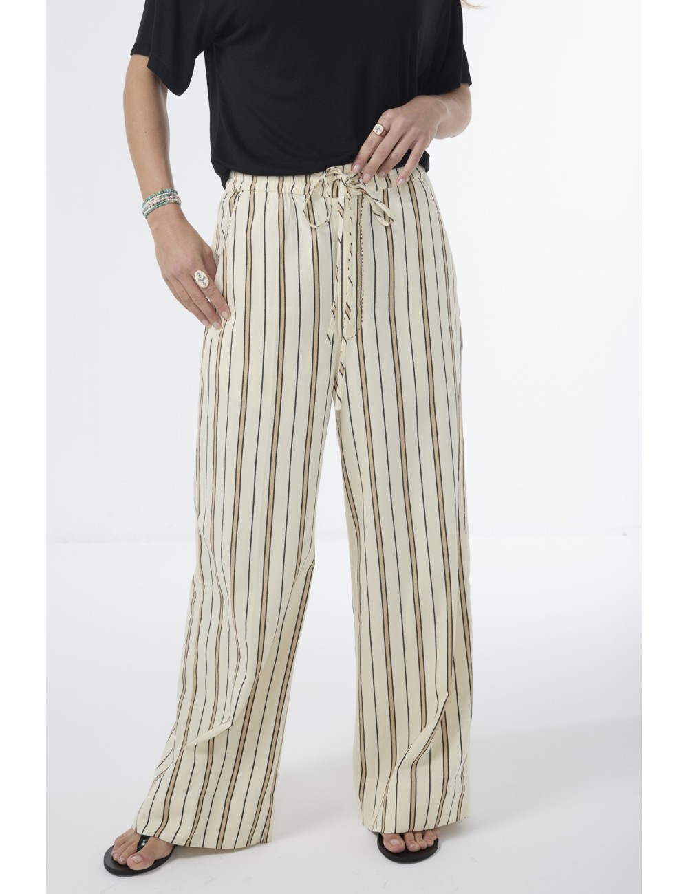 Pantalon FANDOR - Beige, rayures