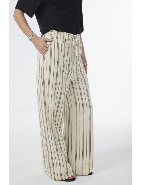 Pantalon FANDOR - Beige, rayures