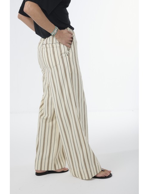 Pantalon FANDOR - Beige, rayures