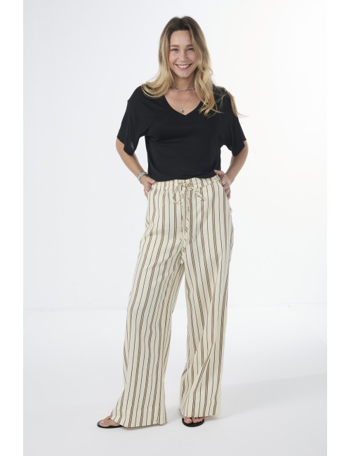 Pantalon FANDOR - Beige, rayures