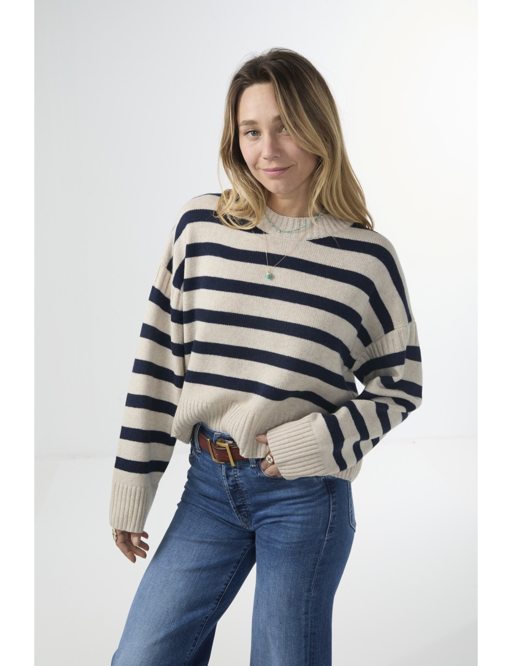 Pull ESTHER - Rayures Navy