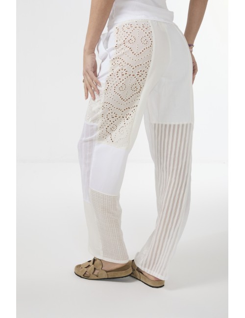 Pantalon Patchwork ELLIOT - Blanc