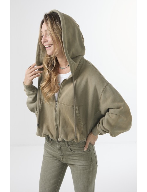 Hoodie Zip-UP BALLOON - Faded Olive