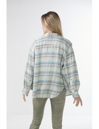 Chemise Double Front - Cream / Light Blue Plaid