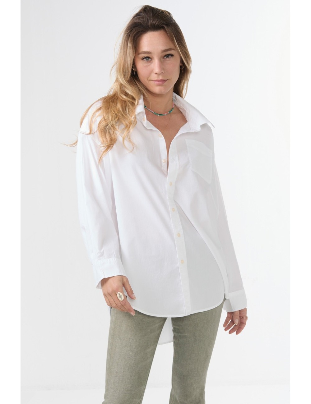 Chemise Drop Neck OXFORD - White