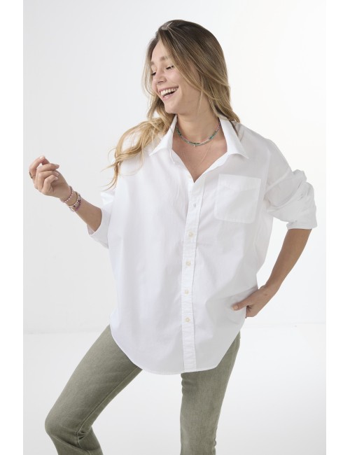 Chemise Drop Neck OXFORD - White