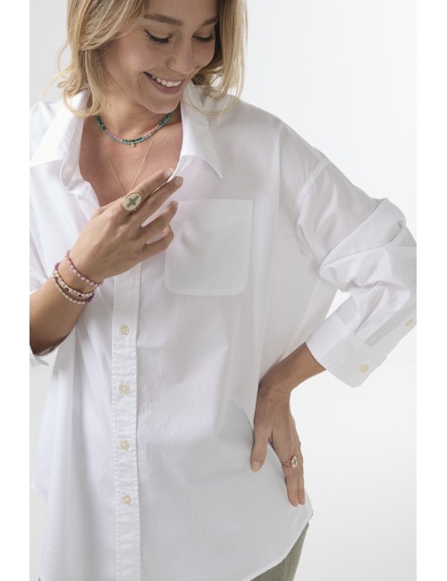 Chemise Drop Neck OXFORD - White