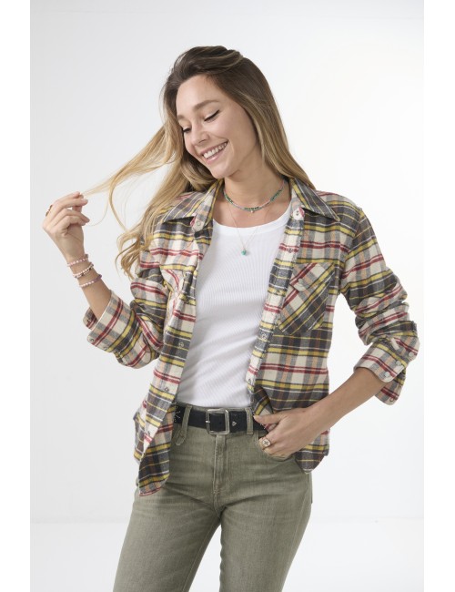 Chemise Slim COWBOY - Cream / Grey / Orange Plaid
