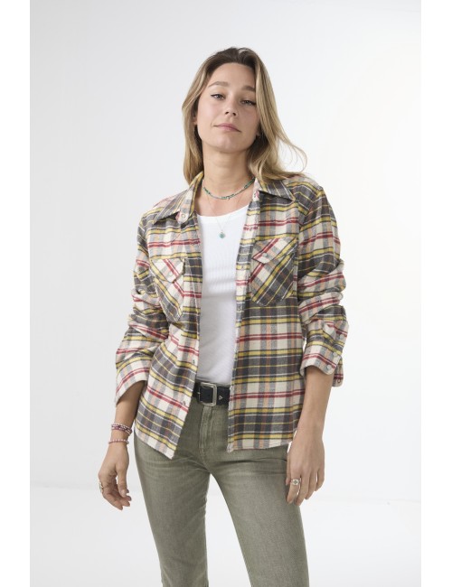 Chemise Slim COWBOY - Cream / Grey / Orange Plaid