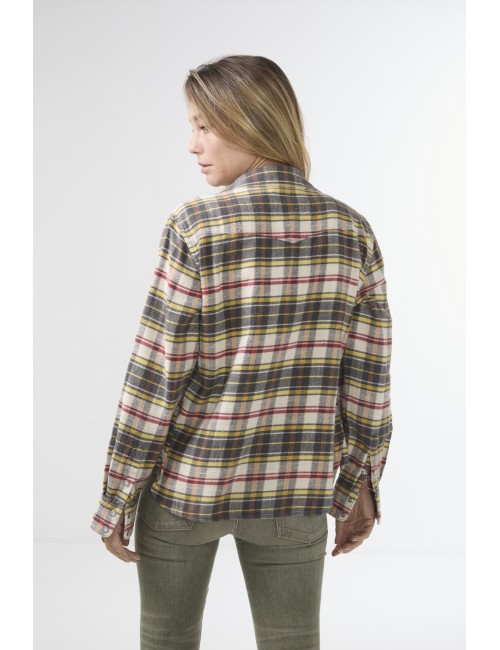 Chemise Slim COWBOY - Cream / Grey / Orange Plaid
