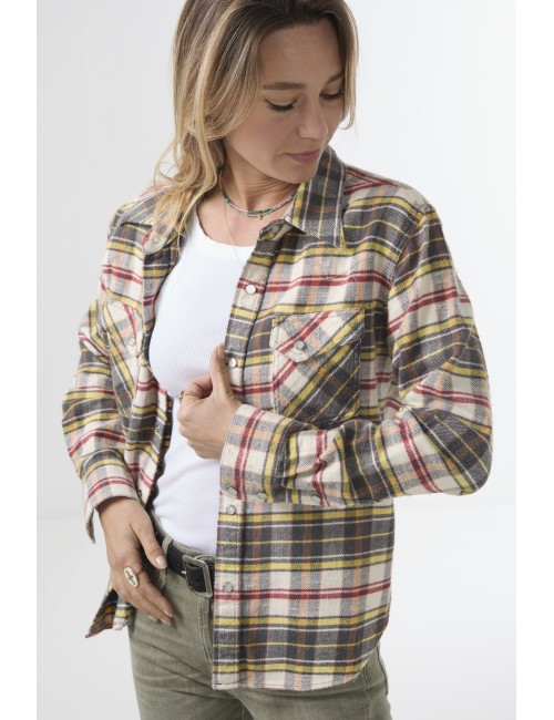 Chemise Slim COWBOY - Cream / Grey / Orange Plaid