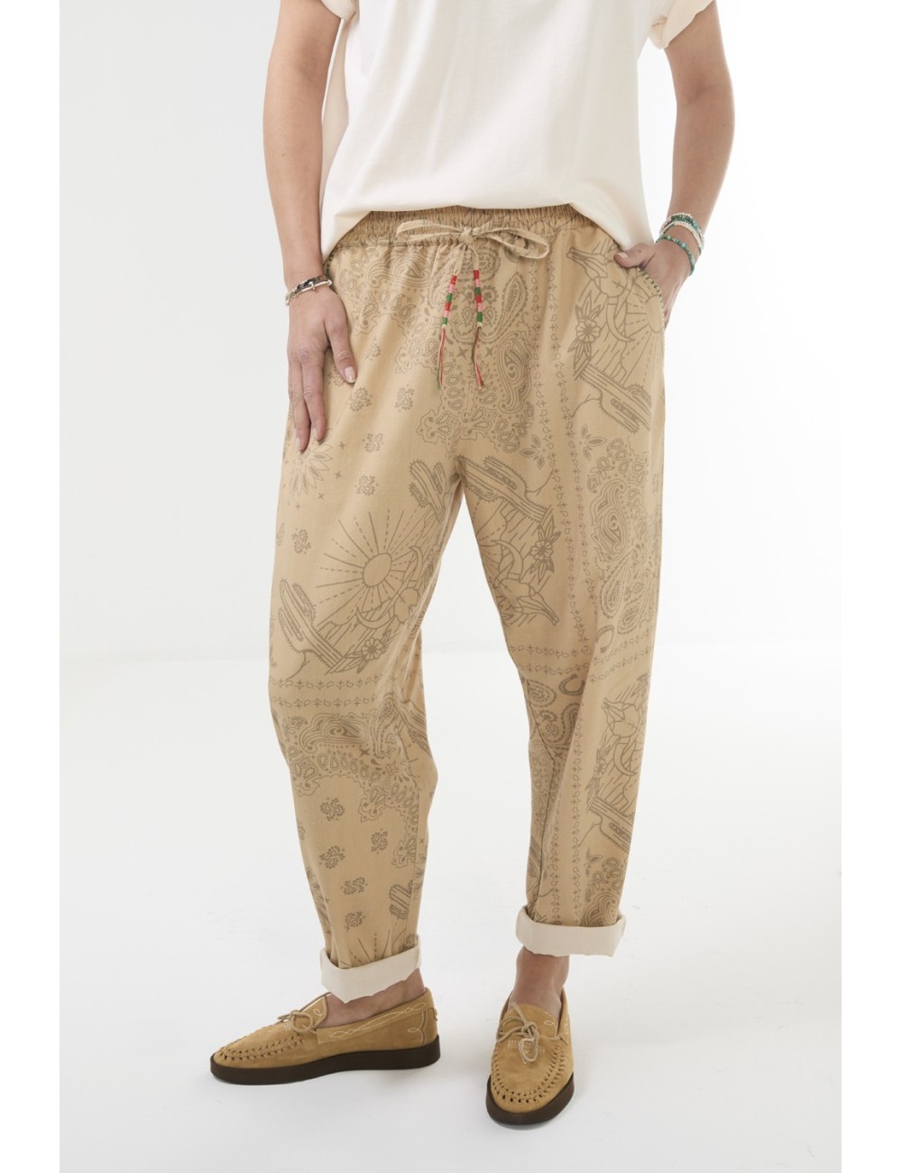 Pantalon CHINO Print - Beige