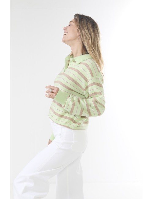 COLLEGIATE Stripe Polo - Mint