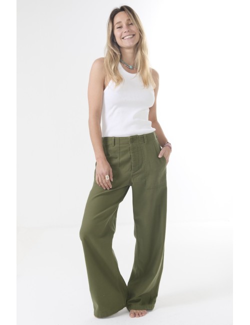 Pantalon Jambe large - Olive