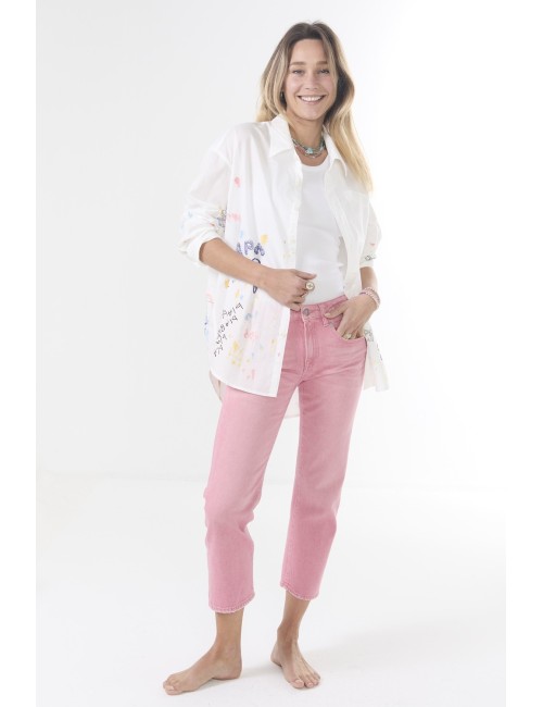 Chemise Drop Neck - White & Paint