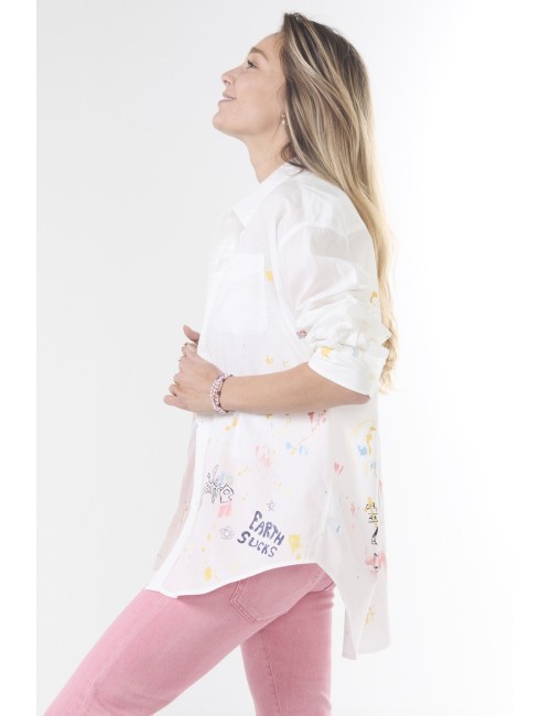 Chemise Drop Neck - White & Paint