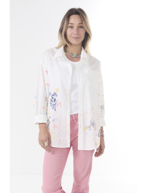 Chemise Drop Neck - White & Paint