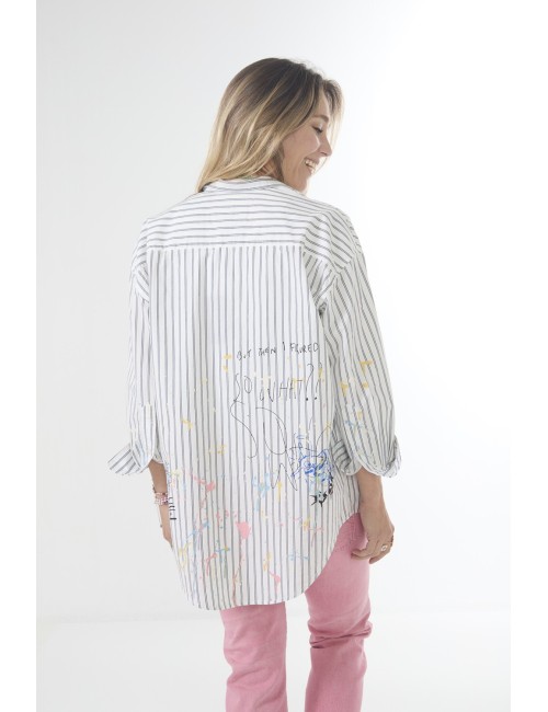 Chemise Drop Neck - Navy Stripe & Paint