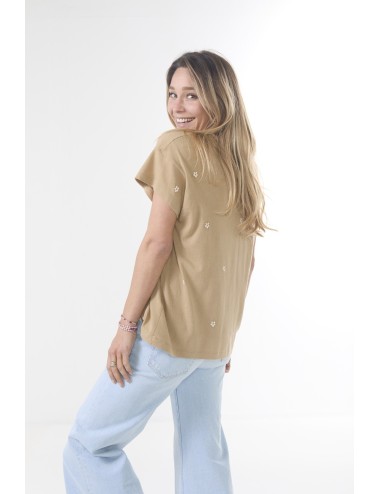 Tee-shirt BOXY CREW W/ Daisy Embroidery